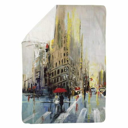 BEGIN HOME DECOR 60 x 80 in. Abstract Rainy Street-Sherpa Fleece Blanket 5545-6080-CI1